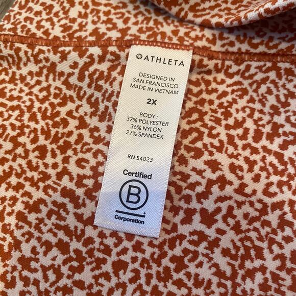 Athleta Women's size 2X Salutation Stash II Textured Tight in Orange and White - Picture 5 of 7